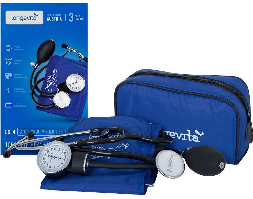 Механічний тонометр Longevita LS-4 (стетоскоп у комплекті) (5929741) Київ - фото 12