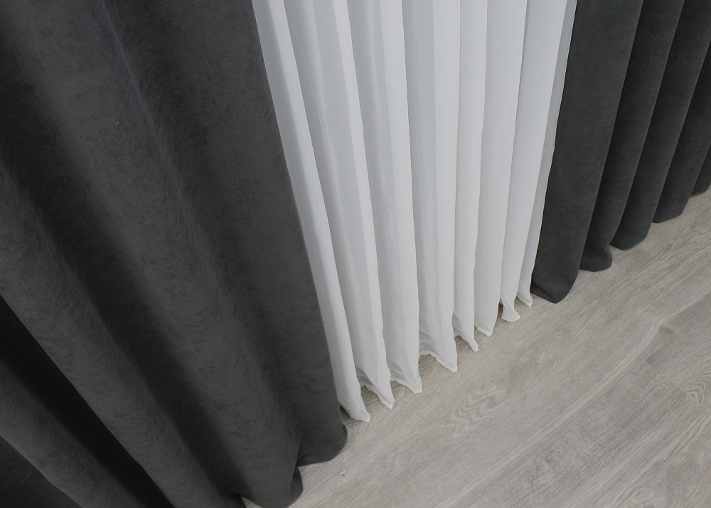 Шторная ткань микровелюр Petek цвет тёмно-серый 1495ш Киев - изображение 6