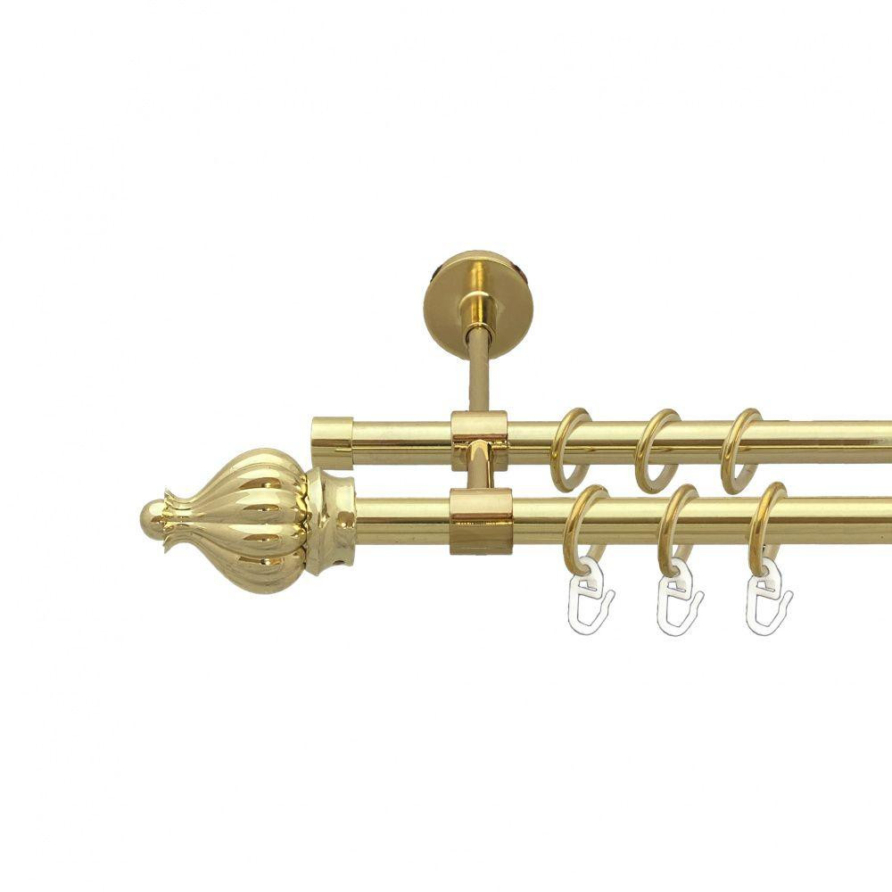 Карниз Orvit Таджа металевий дворядний закритий гладка труба кільце металеве Золото 16\16 мм 200 см Львов - изображение 1