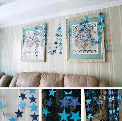 Гирлянда Звездочки на нитке 4 м на 7 см сине-голубой Киев