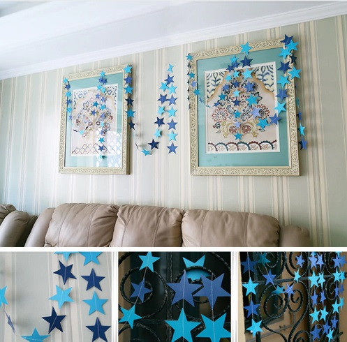 Гирлянда Звездочки на нитке 4 м на 7 см сине-голубой Киев - изображение 6