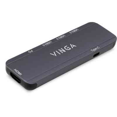 Концентратор Vinga USB-C 3.1 to HDMI+3xUSB3.0+PD100W+USB-C foldable cable (VHYC6FC) Винница