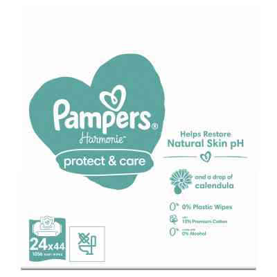 Дитячі вологі серветки Pampers Harmonie Protect&amp;Care з календулою 24 пачки х 44 шт (8700216250603) Вінниця