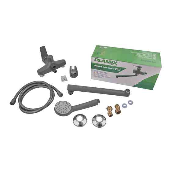 Змішувач для ванни Plamix Oscar-006 Euro SET Graphite (з шлангом, лійкою та кронштейном.) (Колір графіт) (PM6098)   ( 29375 ) Харьков