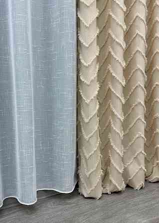 Шторная ткань Лен Букле цвет кремовый 1807ш Киев