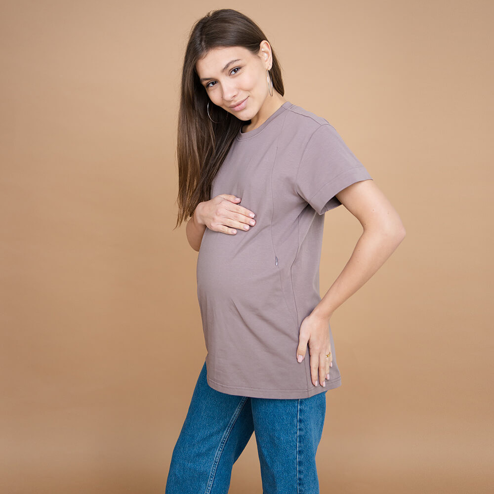 Футболка оверсайз для беременных и кормящих Какао Киев - изображение 3