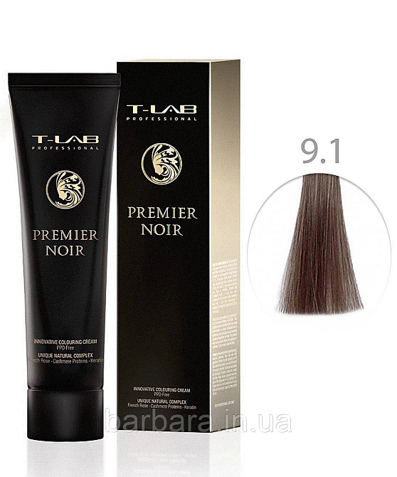 Крем-краска для волос T-LAB Professional Premier Noir Colouring Cream  9.1 Очень светлый блондин пепельный Киев - изображение 1
