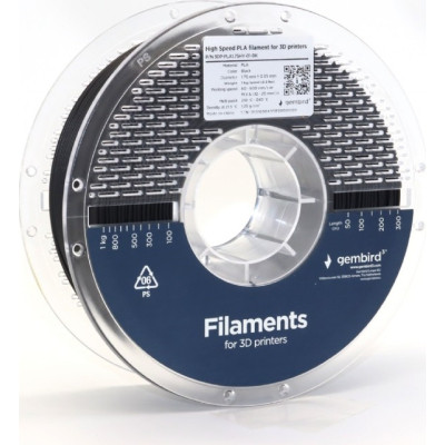 Пластик для 3D-принтера Gembird PLA High Speed 1.75 мм, 1kg black (3DP-PLA1.75HY-01-BK) Винница - изображение 2
