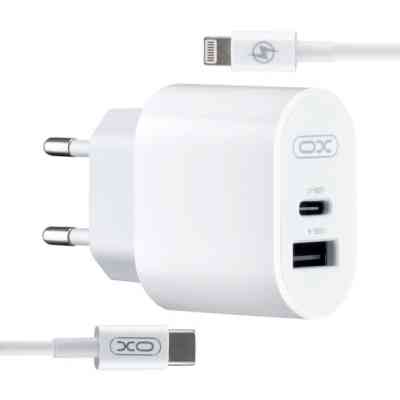 Зарядное устройство XO L97 (1Type-C/1USB/2.4A) + Type-C - Lightning White (XO-L97-LG) Винница