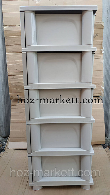 Комод пластиковый тумбочка на 5 ящиков с рисунком под дерево светлый Харьков - изображение 3