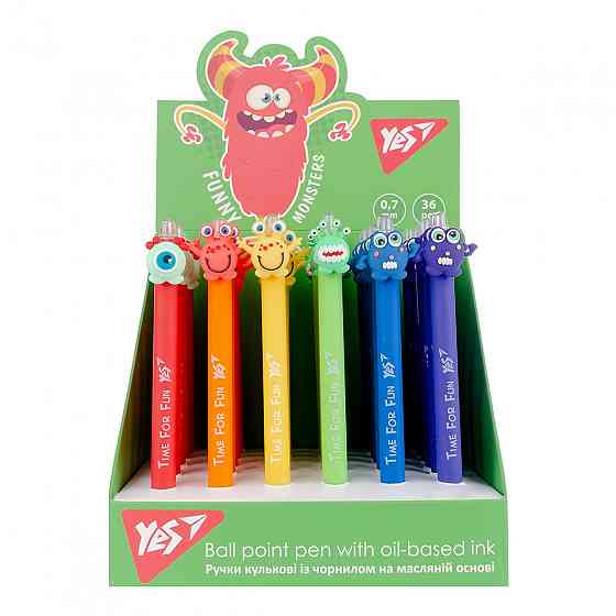 Ручка олійна автоматична "Yes" 412006 «Funny monsters» 0,7 мм, синя, шт Київ