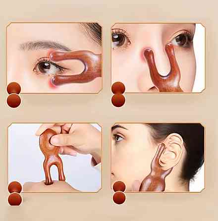 Дерев’яний масажер для обличчя та вух, масажер для носа та точок, ручний масажер з натурального дерева Київ