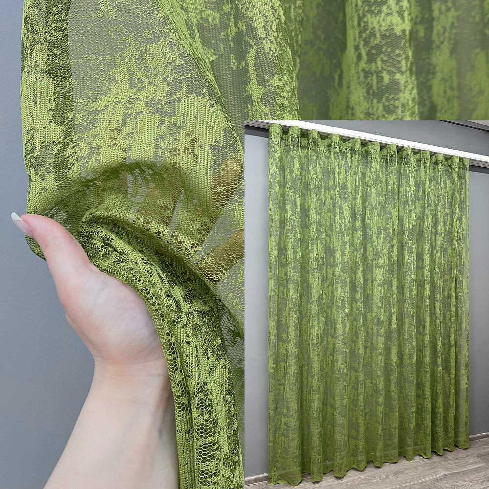 Тюль VR-Textil 1663т Мармур Al-1 Жакард Оливковий 350х260 см (42-0849) Київ - фото 1