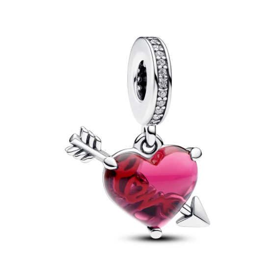 Серебряная бусина Pandora Красное сердце и стрела 793085C01MasterSem Киев
