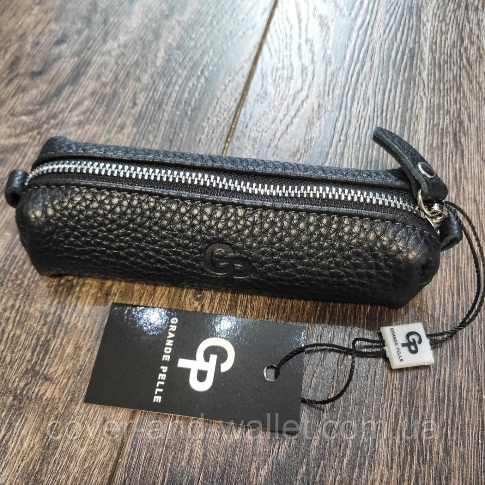 Довга чорна шкіряна ключниця ручної роботи Grande Pelle Київ - фото 1