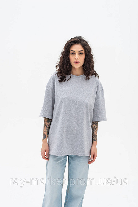Футболка оверсайз RAY OVERSIZE женская серый меланж (U0104W-Grey Heather) L/XL Киев - изображение 1