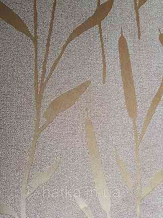 Шпалери вінілові на флізелін Marburg 82201 Giulia листя гілки очерет золотисті на коричневому однотоне Київ