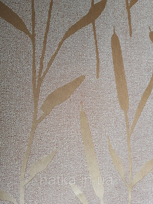 Обои виниловые на флизелине Marburg 82201 Giulia листья ветки камыш золотистые на коричневом однотоне Киев - изображение 1