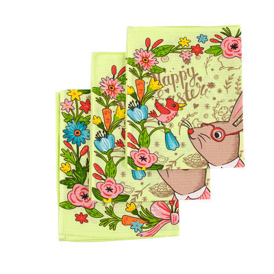 Рушник Руно Набір вафельних Великодній Зайчик салатовий 45х60 см 3 шт (710Т_Пасхальний Зайчик салатовий) Вінниця - фото 3