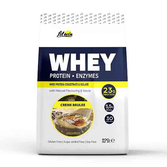 Сироватковий протеїн FitWin Whey Protein + Enzymes 900 г Крем-брюле Київ