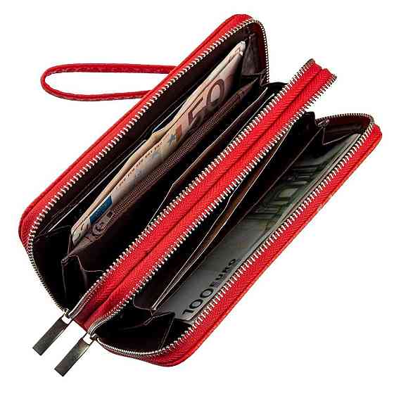 Гаманець жіночий з зернистою екокожі KIVI 19044 Яскраво-червоний Київ