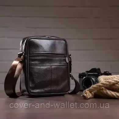Мужская кожаная сумка через плечо коричневого цвета Vintage Киев