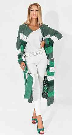 Ажурний кардиган із кишенями в смужку (48-52) Київ