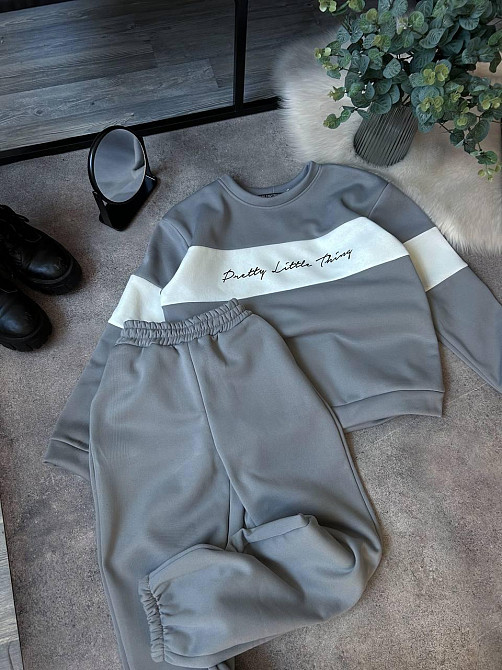 Жіночий стильний теплий костюм двойка тринитка на Флісі Сірий Одеса - фото 4