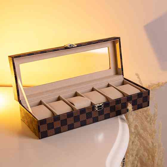 Скринька для годинників з екошкіри 6 відділень 31×11×7,5 см Коричневий Yiwu HP-5-14S Коломыя