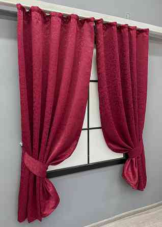 Комплект коротких штор VR-Textil Блекаут № 1099ш Бордовий 130х170 см 2шт (35-0391) Київ