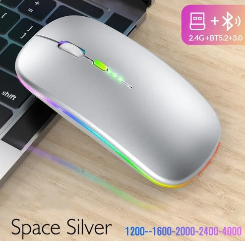 Мишка безшумна комп'ютерна, бездротова Macarone Bluetooth, USB, що перезаряджається, Сіра Запоріжжя - фото 1