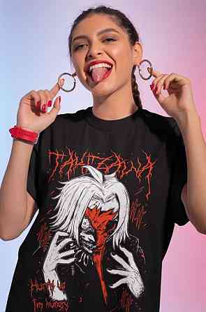 Футболка для хлопчика з аніме принтом Токійський гуль оверсайз (зріст від 165 до 180) Чорний AnimeJ0833m Дніпро