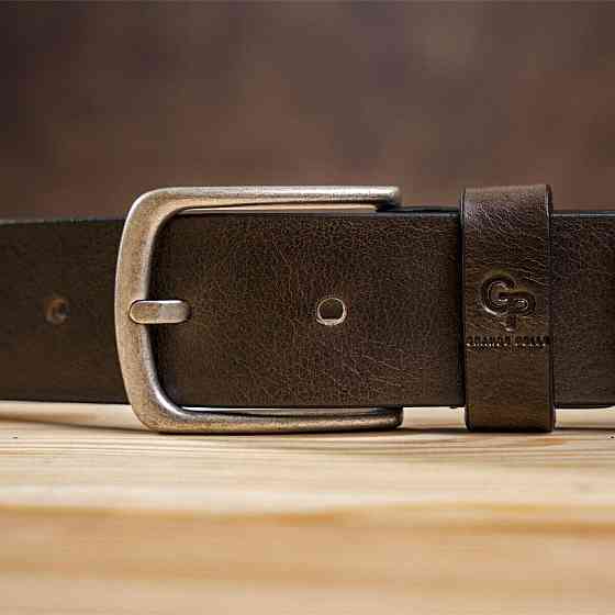 Ремінь чоловічий з круглою пряжкою Grande Pelle 11271 Капучино Київ