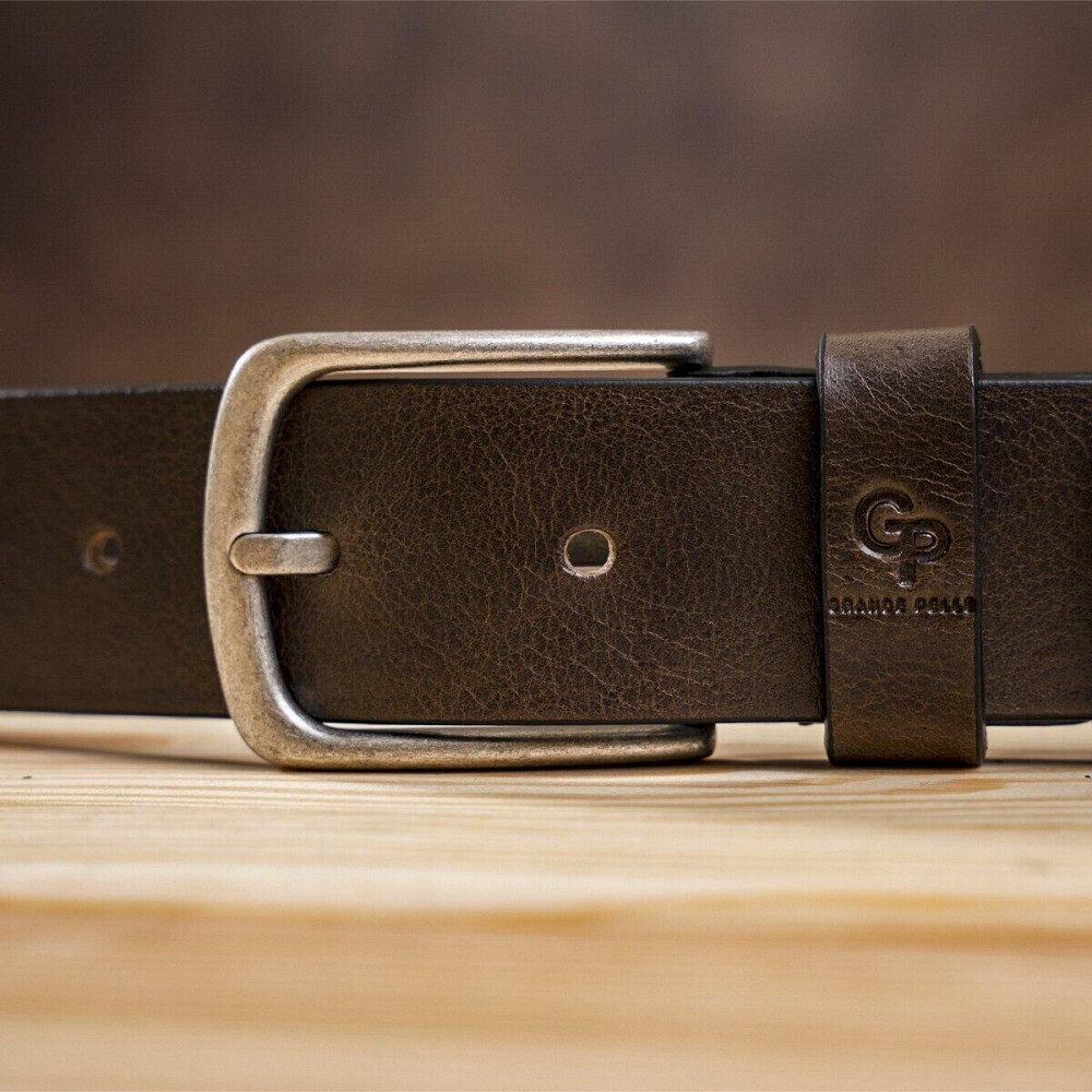 Ремінь чоловічий з круглою пряжкою Grande Pelle 11271 Капучино Київ - фото 2