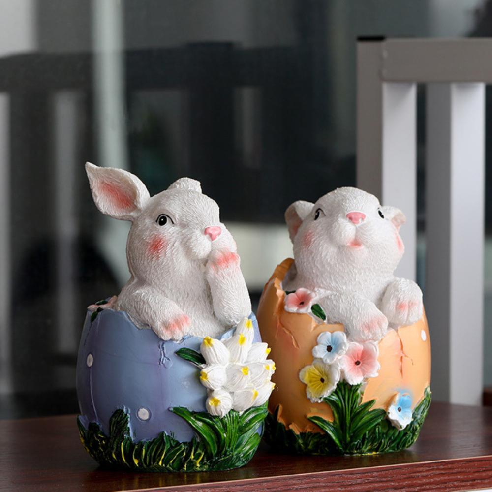 Украшение Пасхальный Кролик в яйце 14.5 х 9.5 х 9 см из полистоуна. Пасхальные подарки. Жовтий Одесса - изображение 5