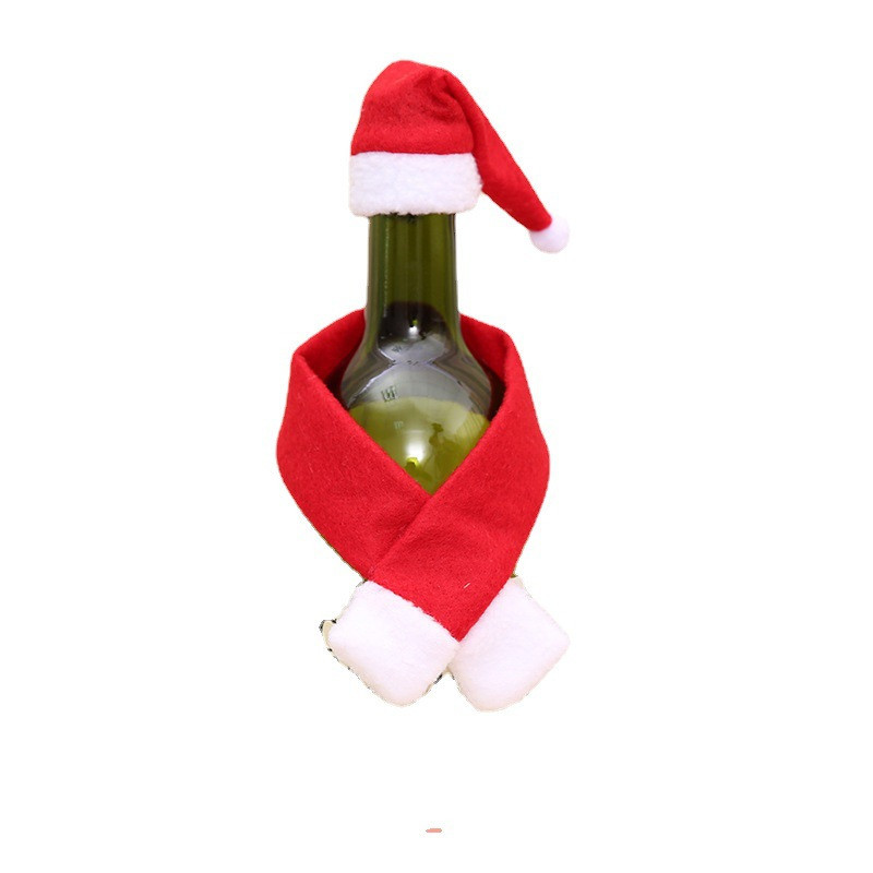 Новорічний одяг на пляшку Шапка та шарф one size червоно-білий Київ - фото 5