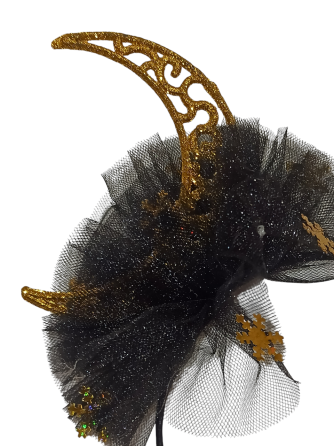 Обруч для волос полумесяц золотой с фатином новогодний one size ручная работа черный Киев