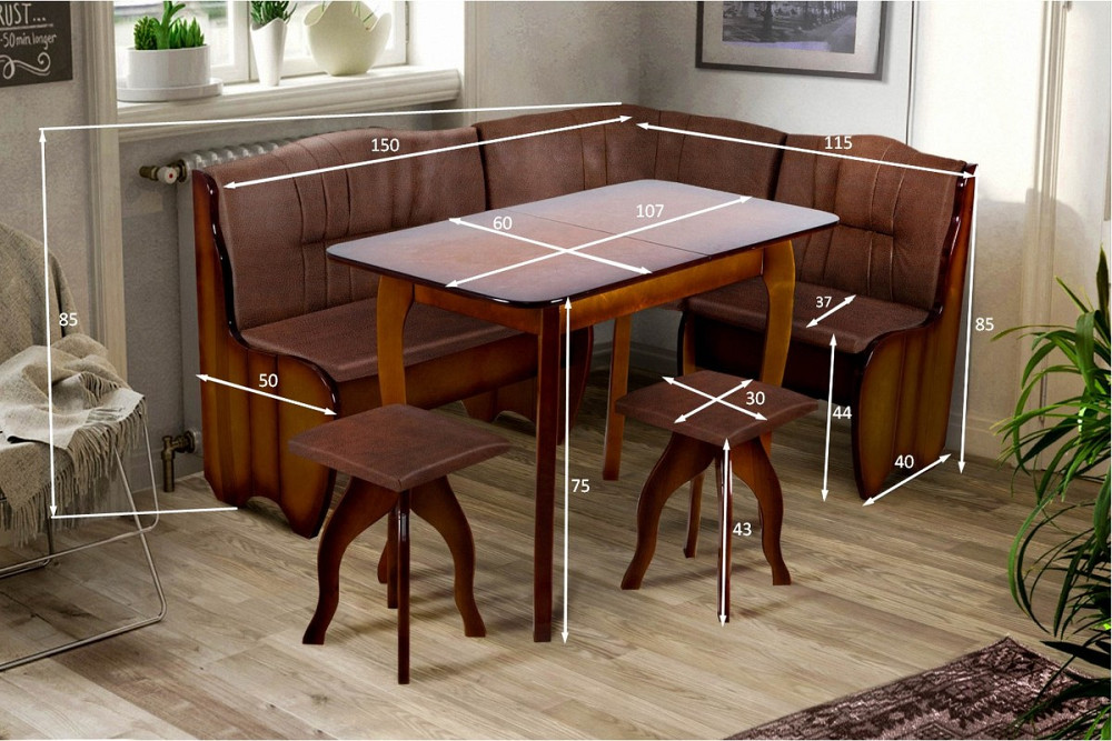 Комплект Канзас (куток+стіл+2 таб) горіх Дніпро - фото 2