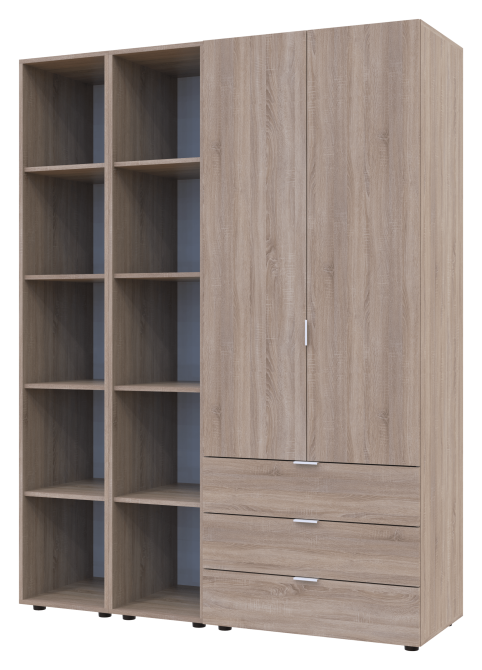 Комплект шкафов для одежды Doros Гелар (3 шт.) 153,9х49,5х203,4 см Дуб сонома (DRS-011144) Львов - изображение 1