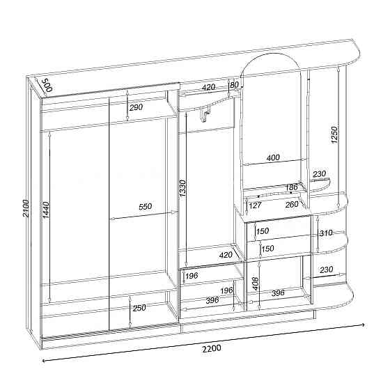 Прихожая Люкс-купе LUX, Антрацит, 2200/500/2100 Львов