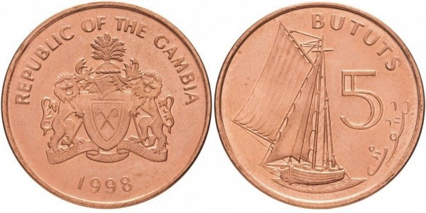 Гамбія 5 бутутів 1998 AU-UNC Полтава - фото 1