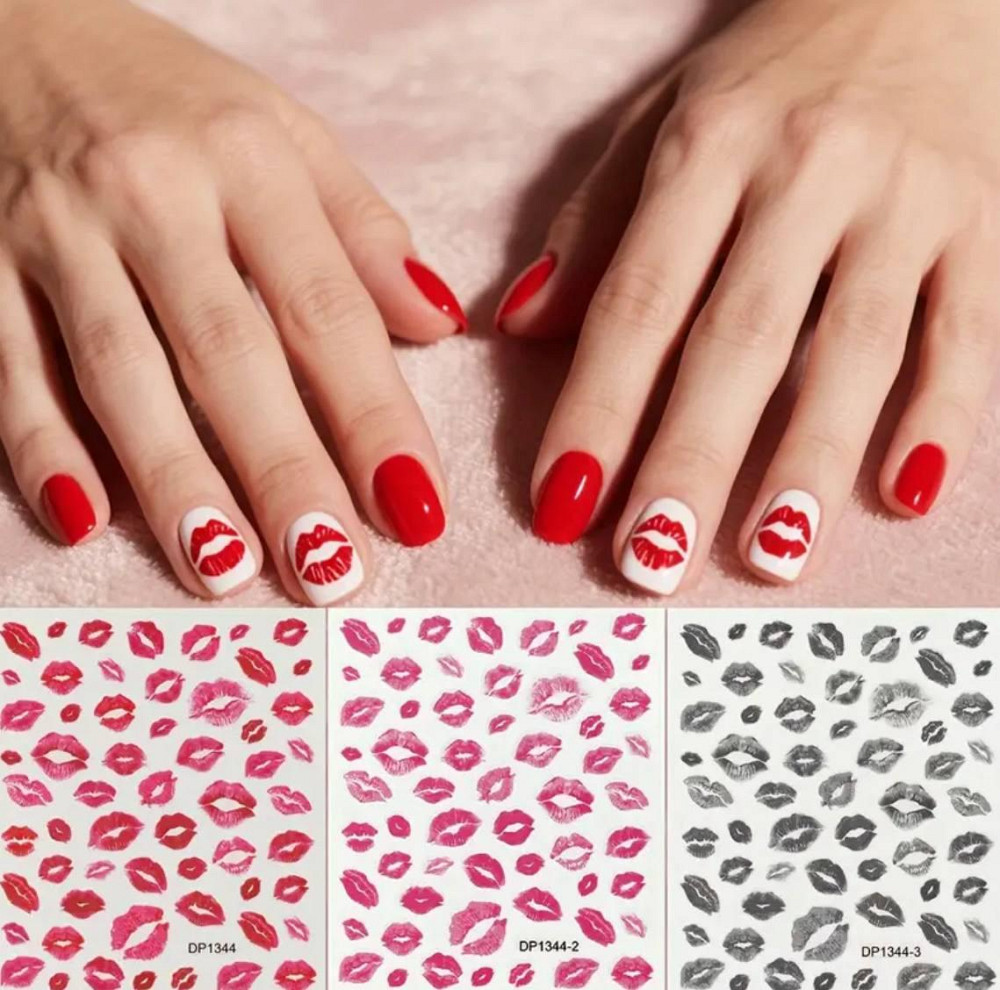 Наклейки для нігтів “Губи” – дизайн поцілунки Київ - фото 1