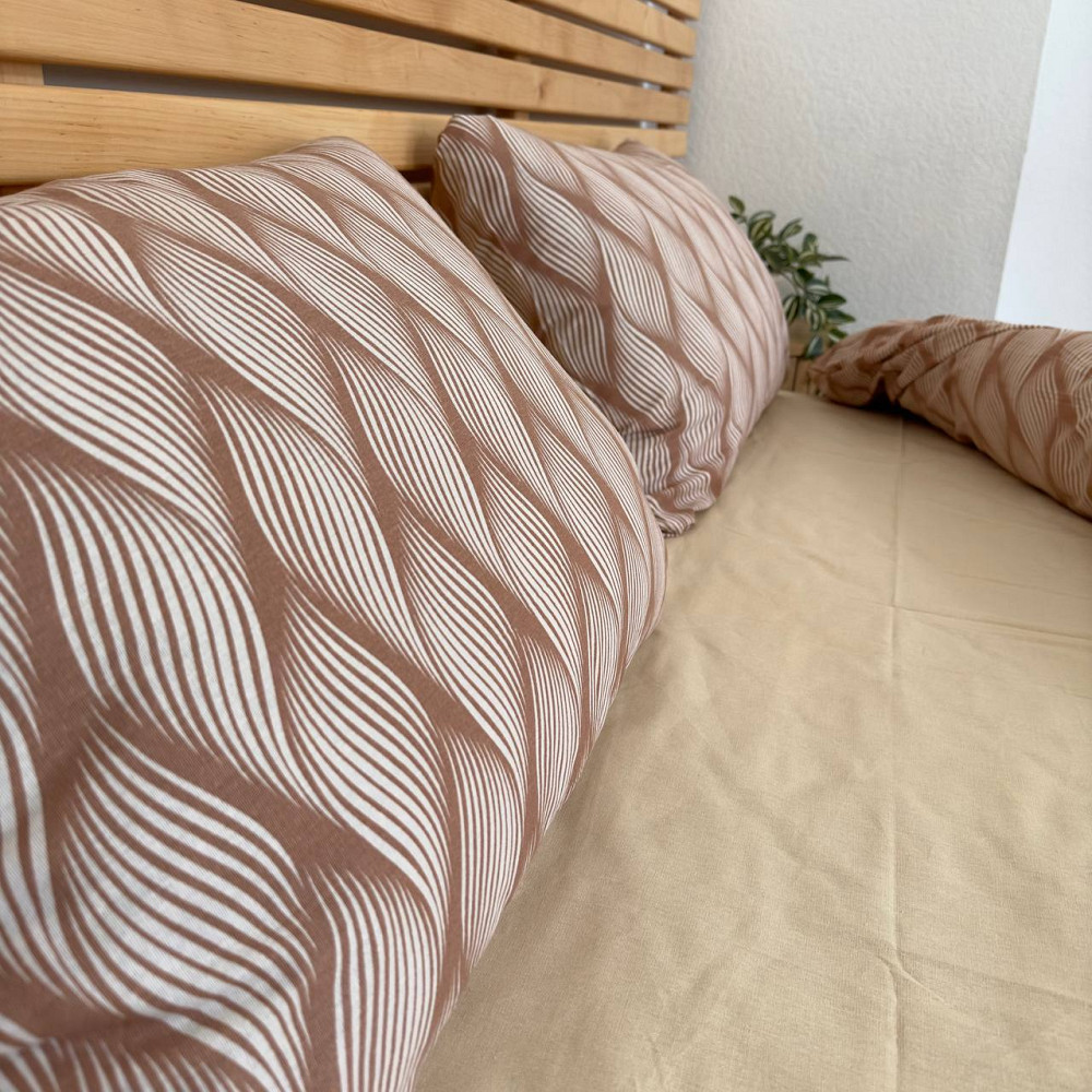 Постельное белье бязь Евро Орнамент 100% хлопок YouStar (Бежевый) Сумы - изображение 4