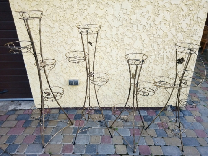 Підставка кована для квітів «Вежа» на 5 вазонів, стійка під квіти, вазон Київ - фото 5