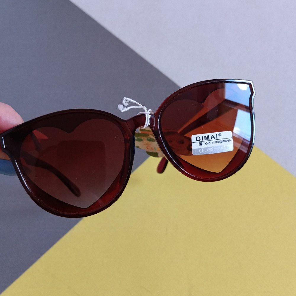 Детские очки солнцезащитные коричневые с сердечком Киев - изображение 1