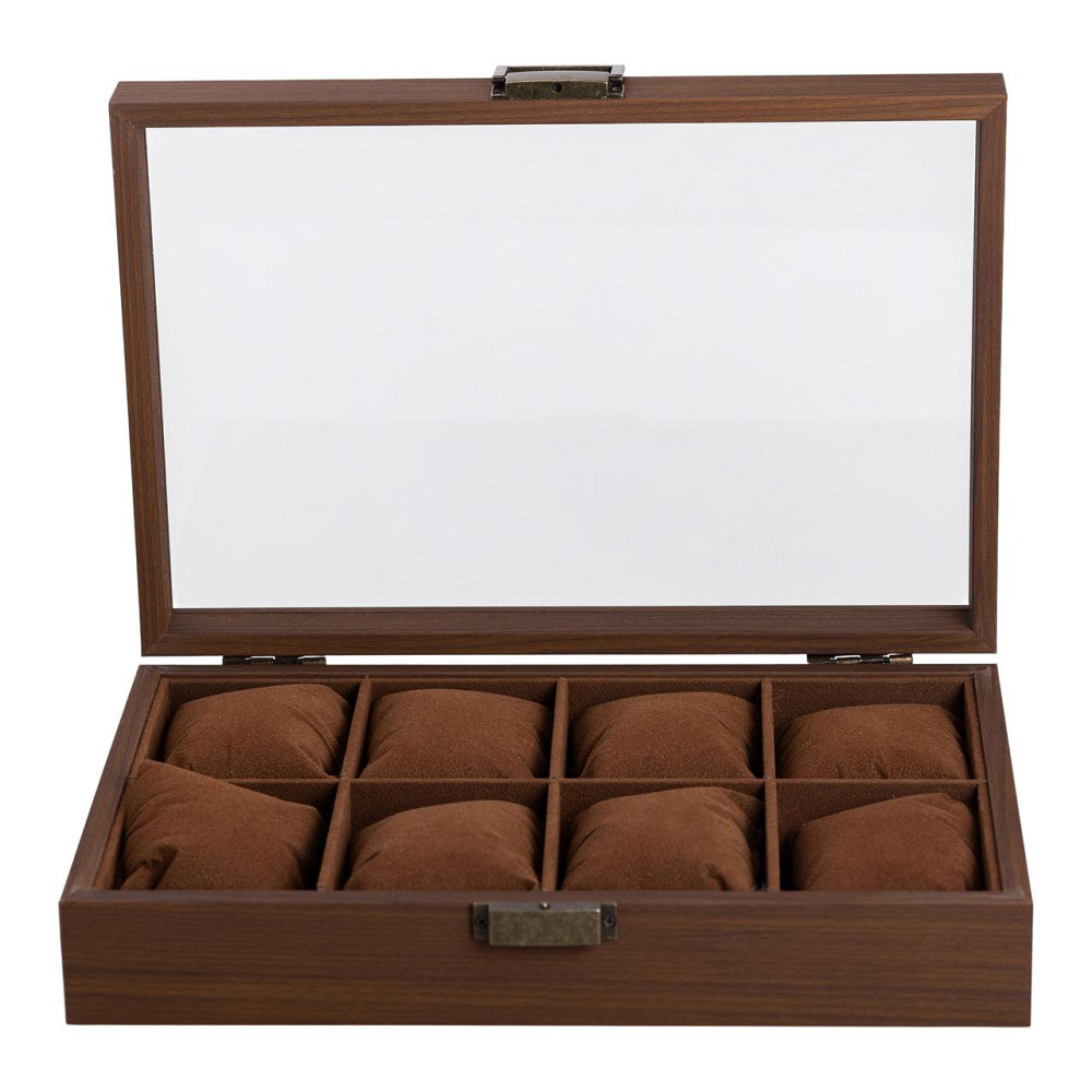 Скринька для годинників 31×21×8.7 см дерев'яна на 8 відсіків коричнева HP-5-12 Коломия - фото 3