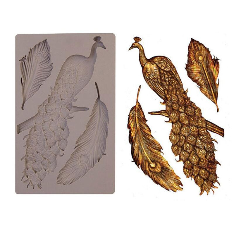 Молд силиконовый Павлин 20 на 13 см серый Киев - изображение 3