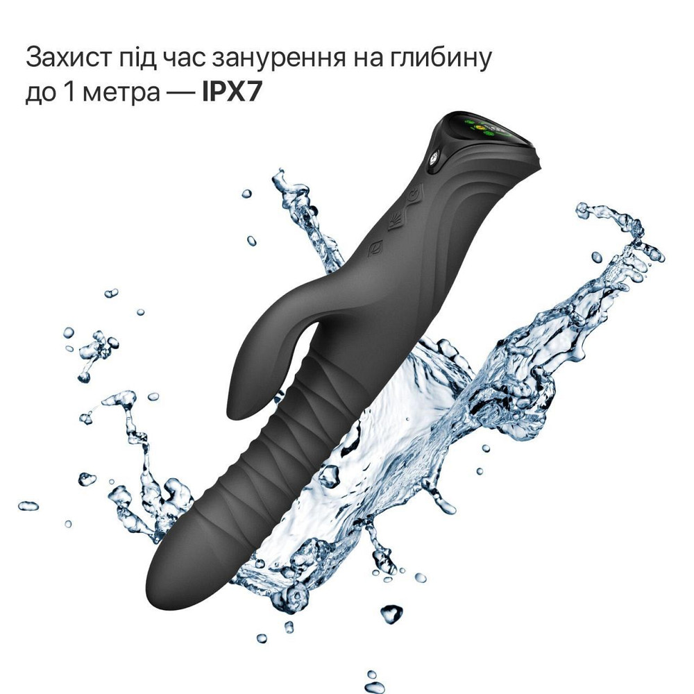 Смарт пульсатор-кролик с вибрацией Zalo Mose 2 Obsidian Black, подогрев до 42 °C, кристалл Swarovski Sex Aura Киев - изображение 9