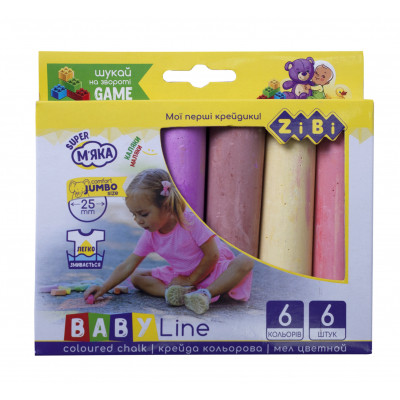 Мел ZiBi цветной JUMBO, 6 шт, BABY Line (ZB.6710-99) Винница - изображение 1