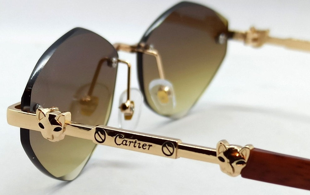 Брендовые женские очки линзы коричнево зеленые в золотом металле ромбы. Киев - изображение 3